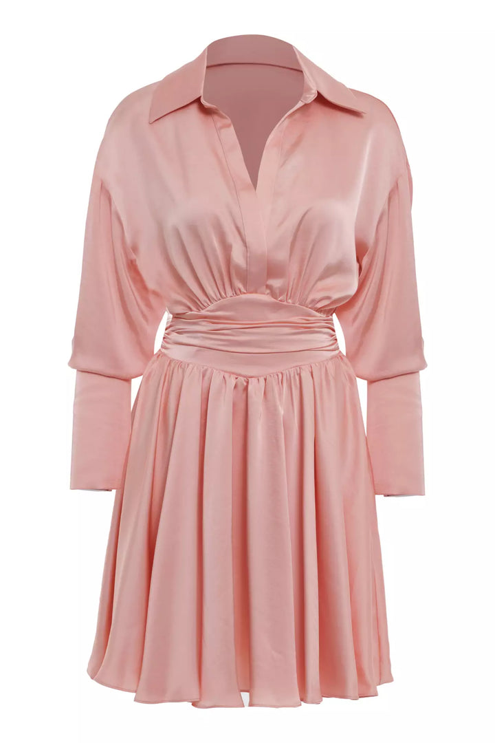FRV Blush satin long sleeve mini dress - Coatepec Harinas