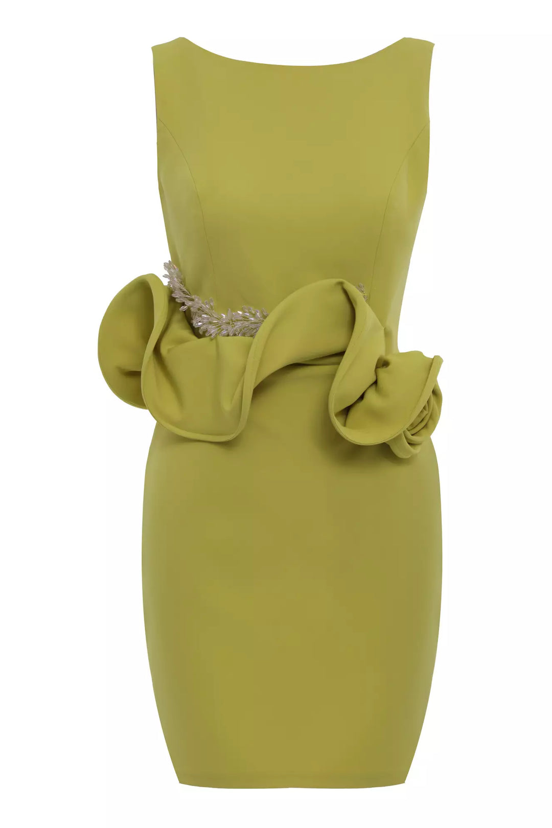 FRV Peanut green crepe sleeveless mini dress - Benevento