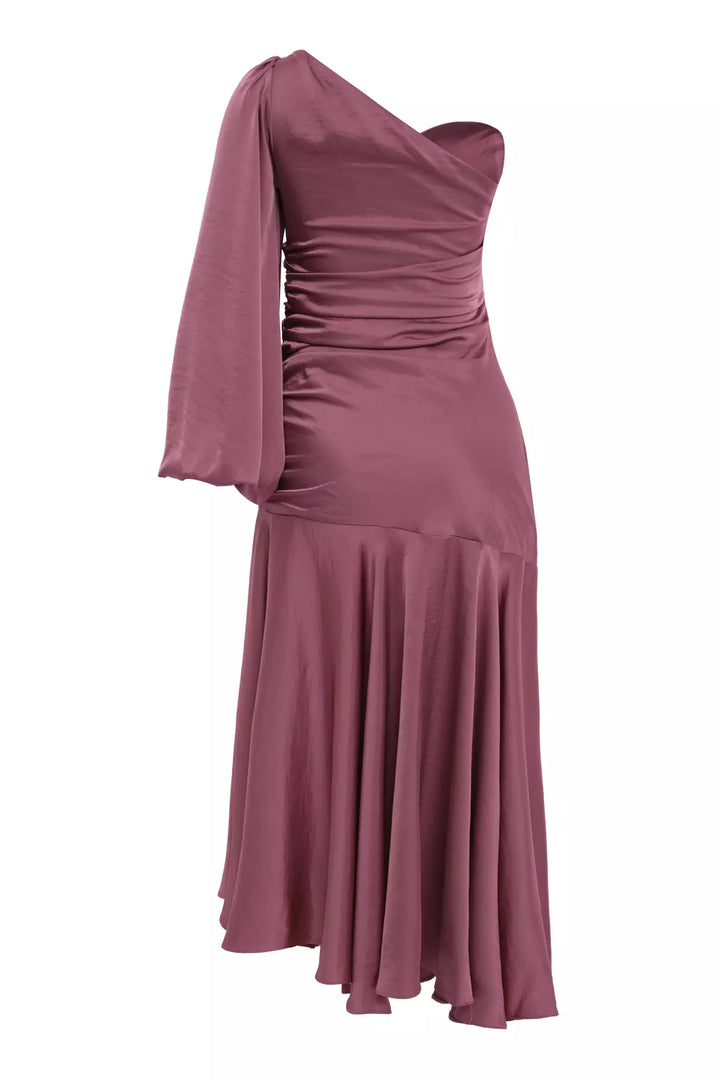 FRV Pink satin single sleeve midi dress - Newmarket