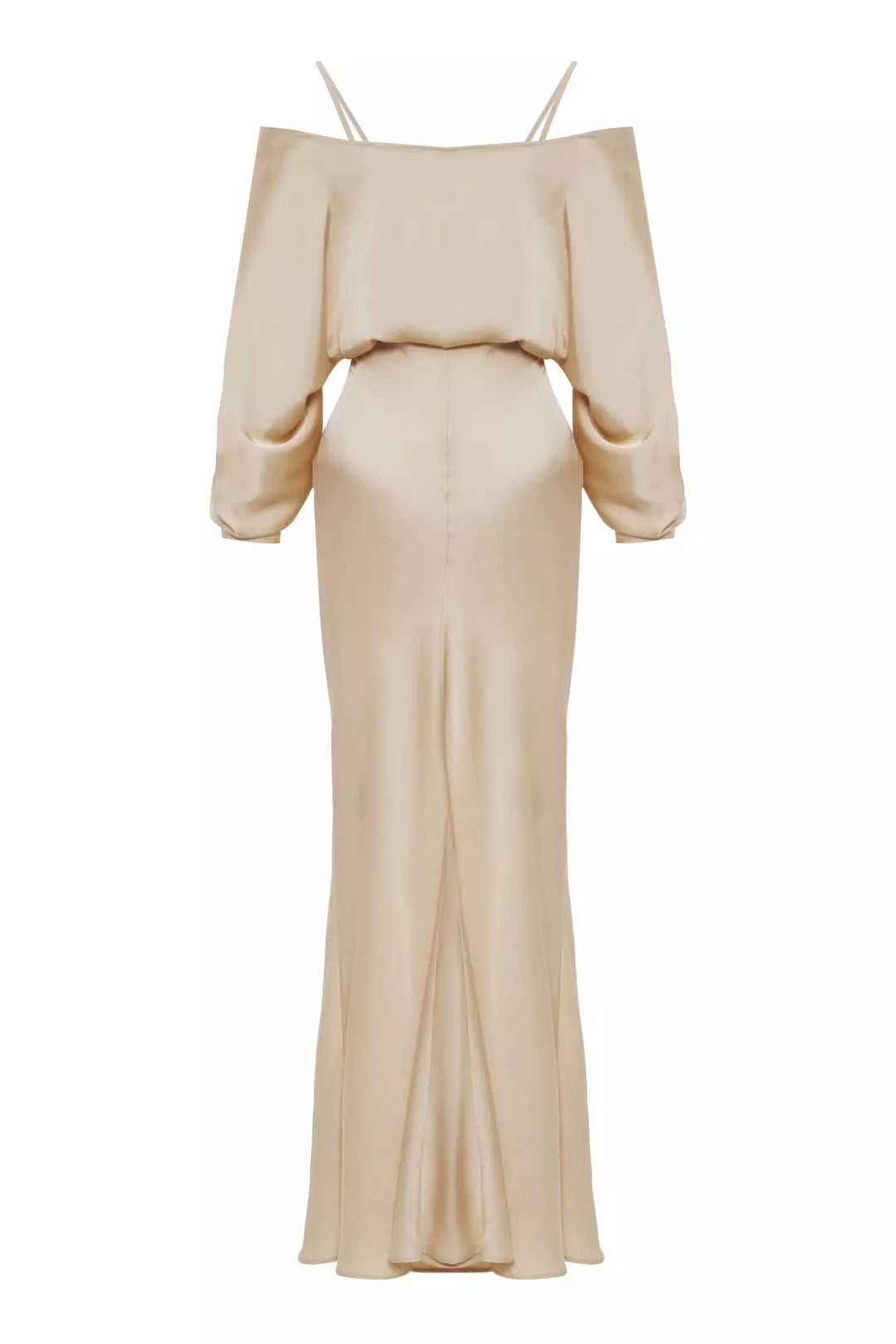 FRV Beige satin long sleeve long dress - Westminster