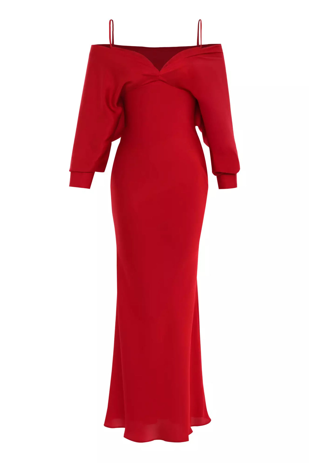 FRV Red satin long sleeve long dress - Pylaía