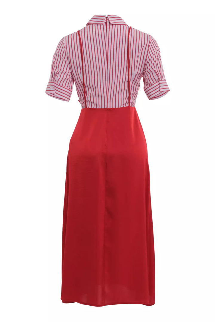 FRV Red satin short sleeve midi dress - Hallandale Beach