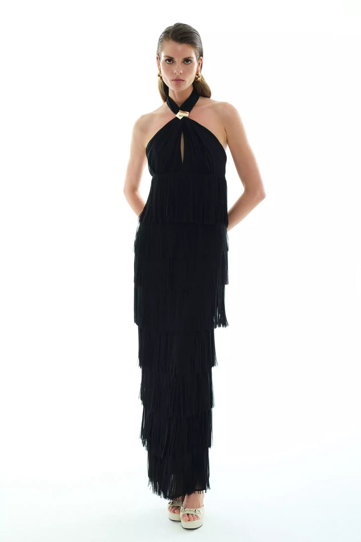 FRV Black chiffon sleeveless long dress - Alghero