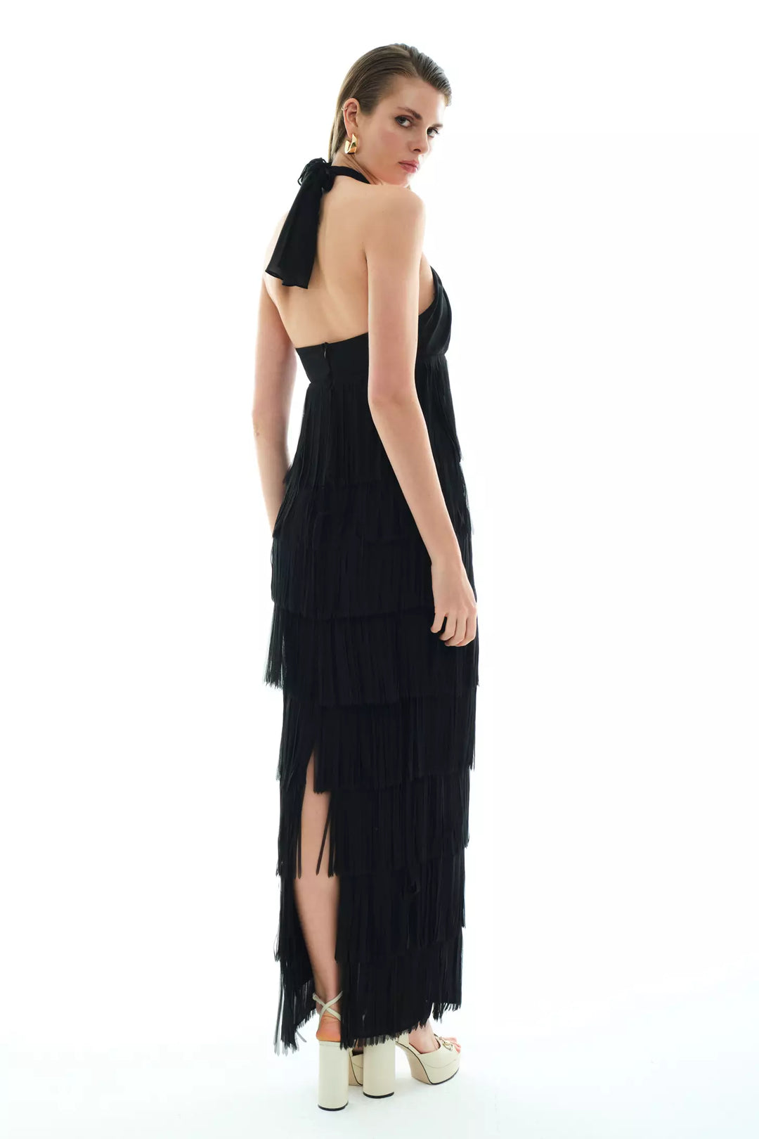 FRV Black chiffon sleeveless long dress - Alghero