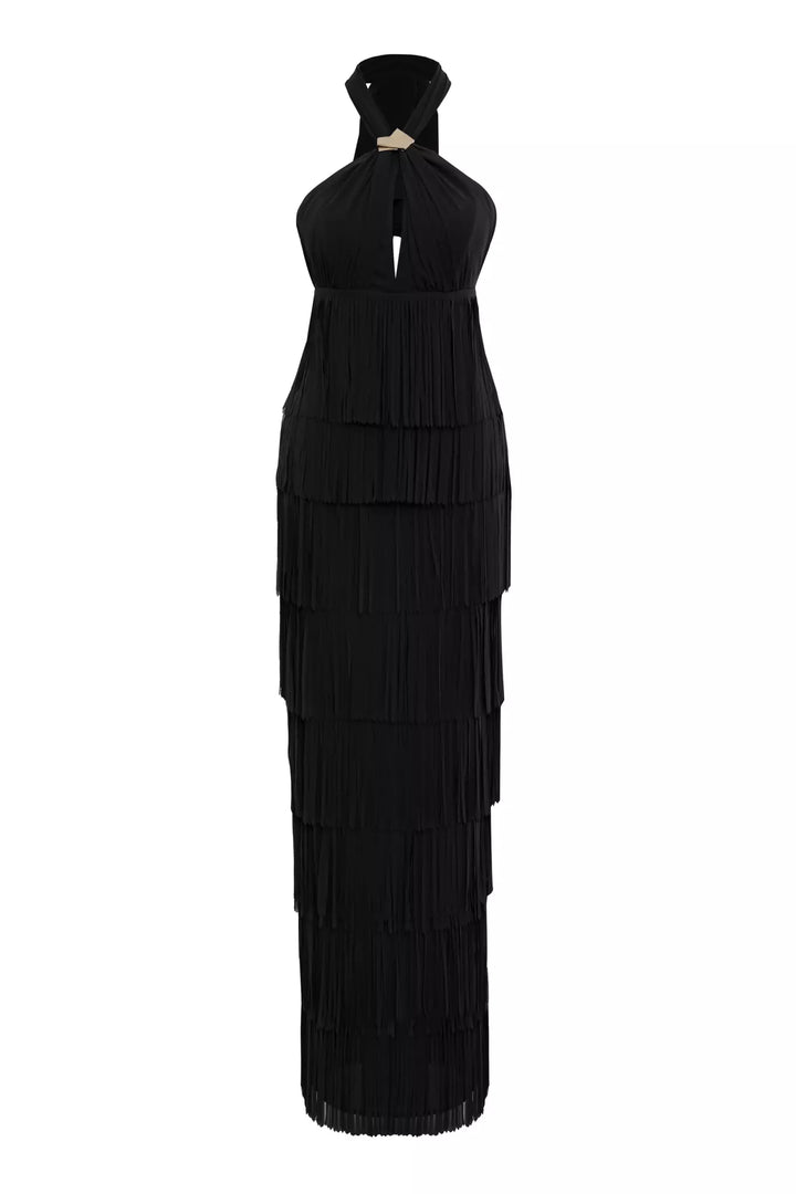 FRV Black chiffon sleeveless long dress - Alghero