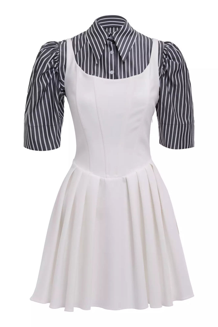 FRV White crepe short sleeve mini dress - Huntington Station