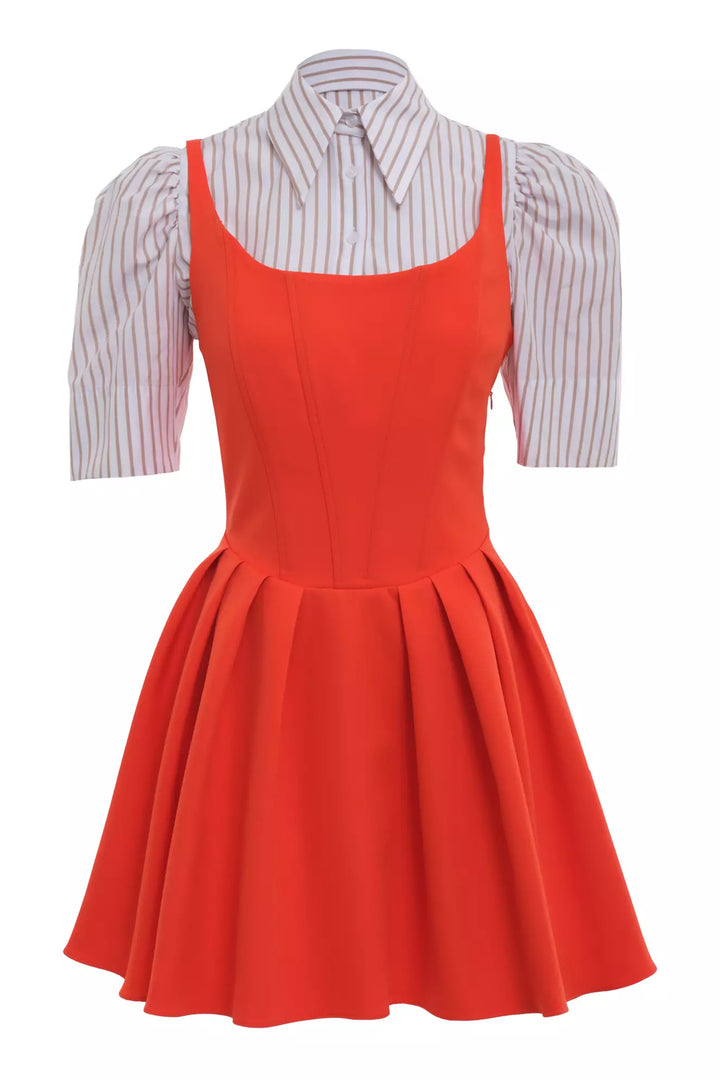 FRV Latte crepe short sleeve mini dress - Ballarat