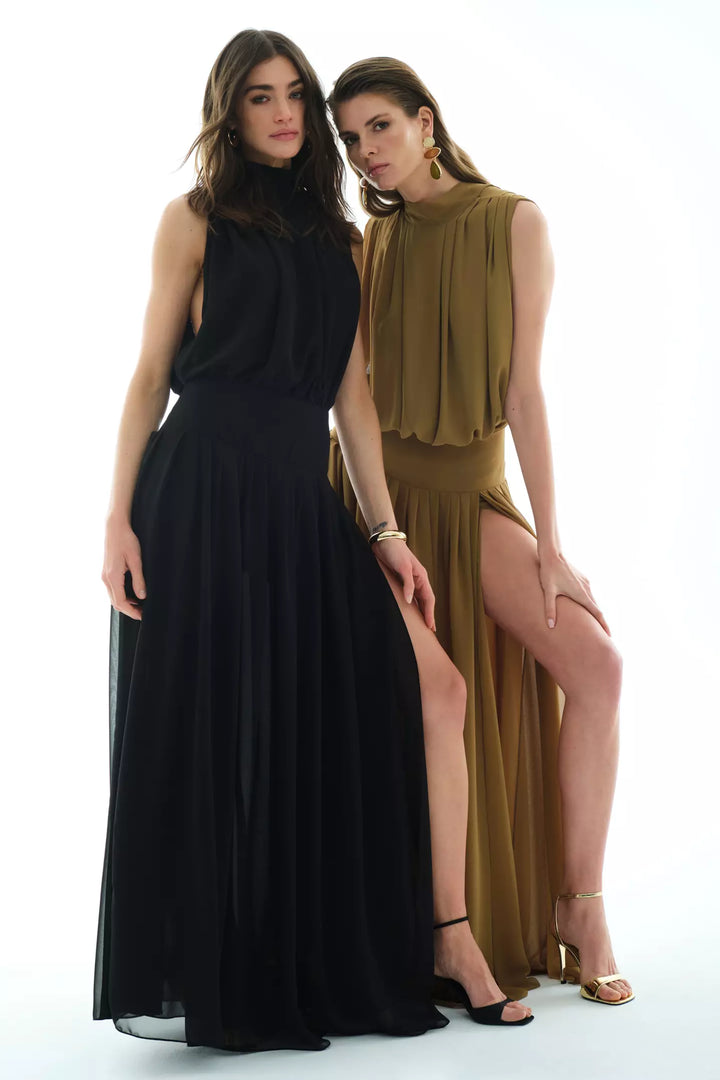 FRV Black chiffon sleeveless long dress - Drogheda