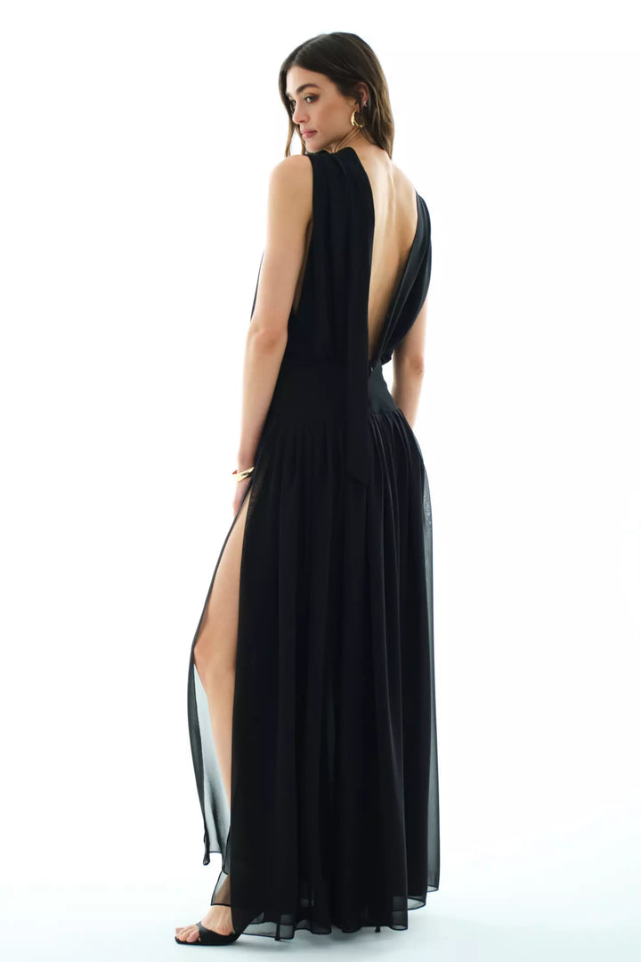 FRV Black chiffon sleeveless long dress - Drogheda