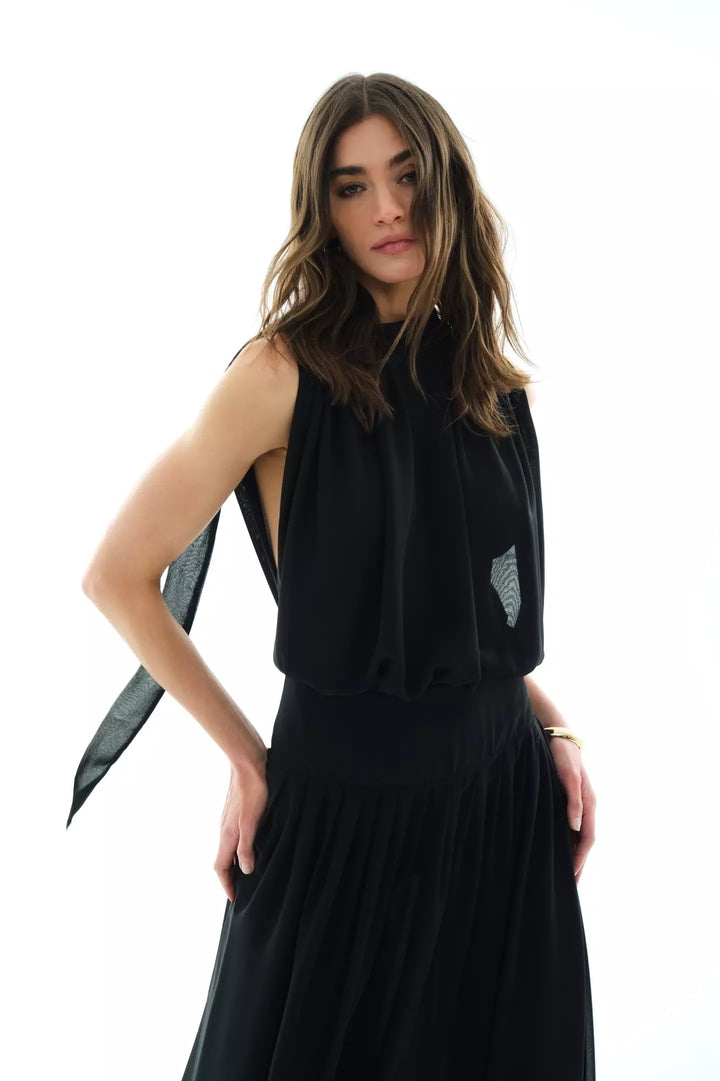 FRV Black chiffon sleeveless long dress - Drogheda