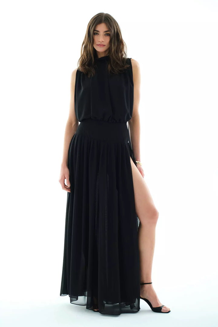 FRV Black chiffon sleeveless long dress - Drogheda