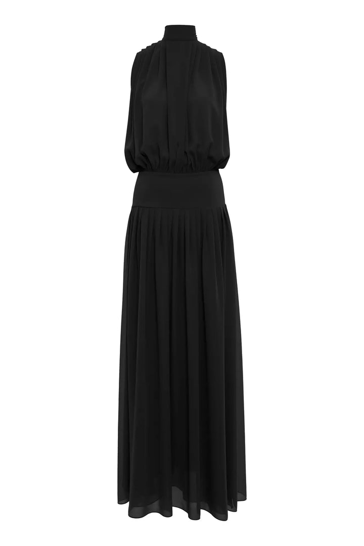 FRV Black chiffon sleeveless long dress - Drogheda