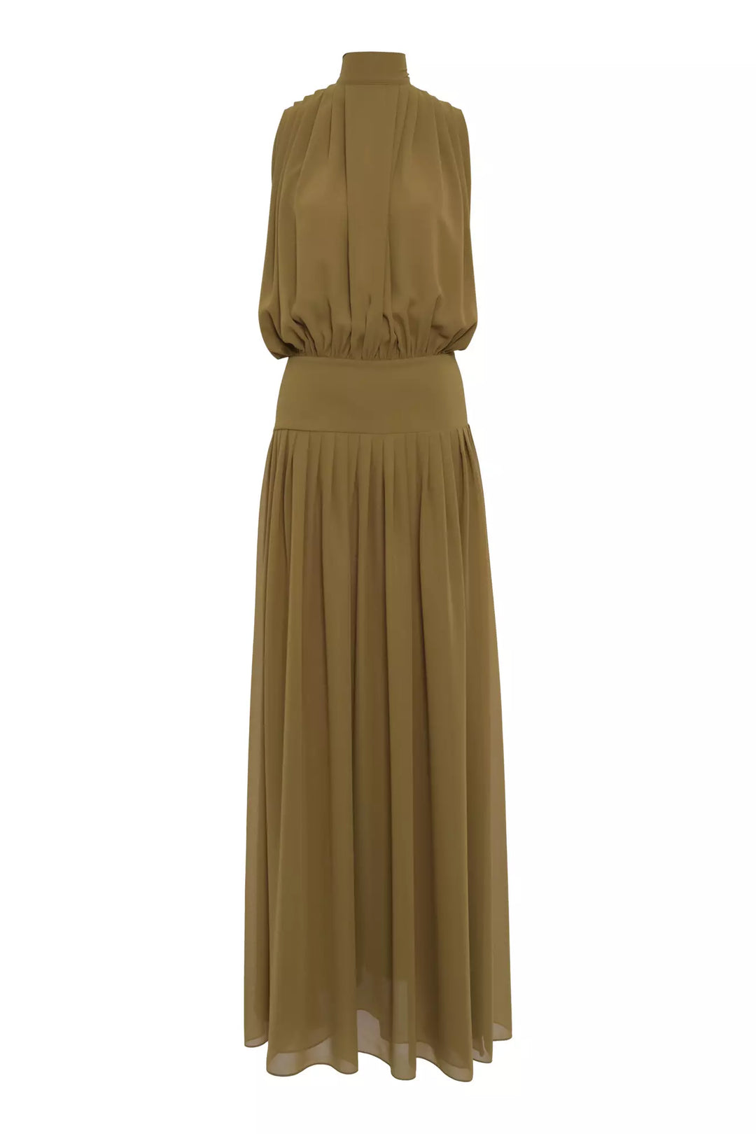 FRV Khaki chiffon sleeveless long dress - Smithtown