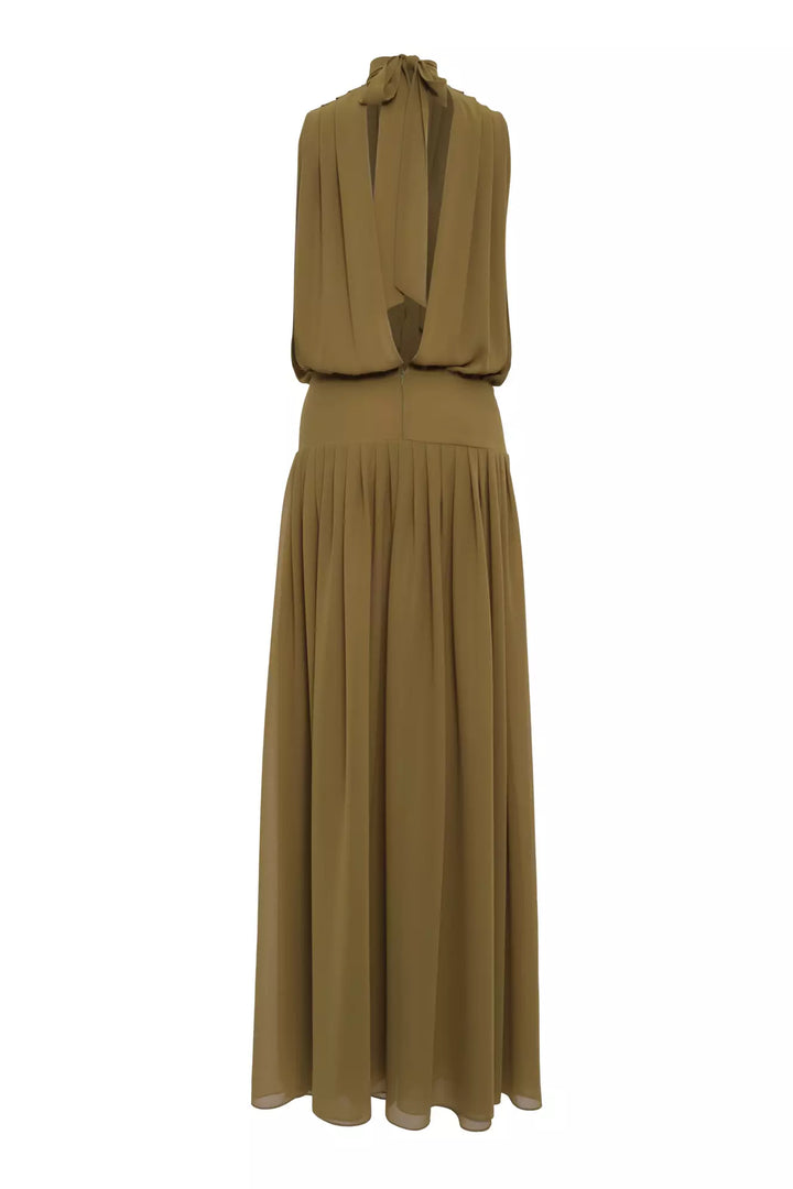 FRV Khaki chiffon sleeveless long dress - Smithtown