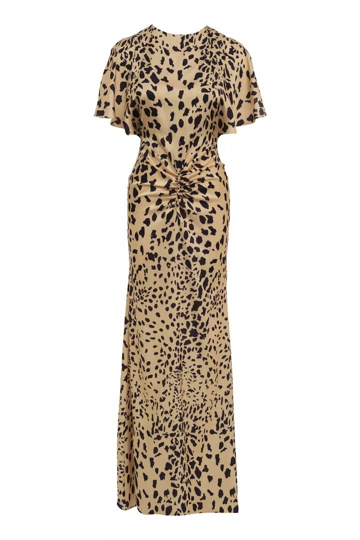 FRV Printed satin short sleeve long dress - Sassuolo