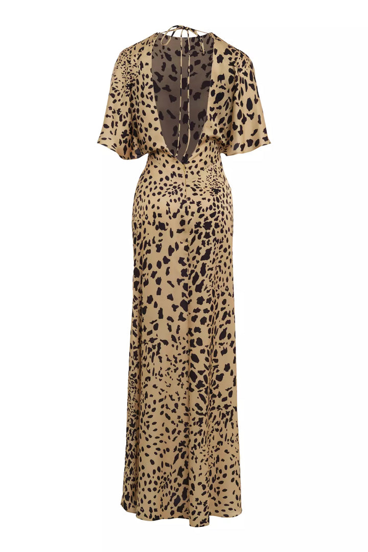 FRV Printed satin short sleeve long dress - Sassuolo