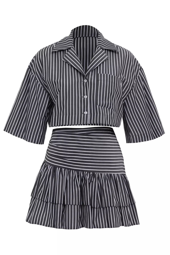 FRV Black poplin short sleeve mini dress - Finchley