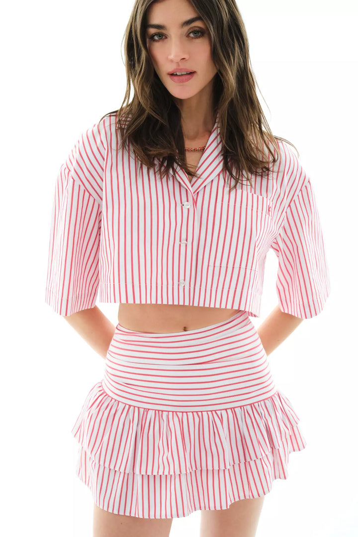 FRV Red poplin short sleeve mini dress - Dronten