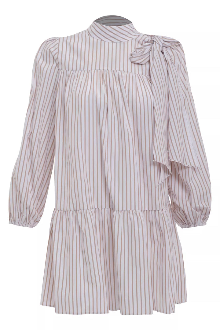 FRV Beige poplin long sleeve mini dress - Chelsea