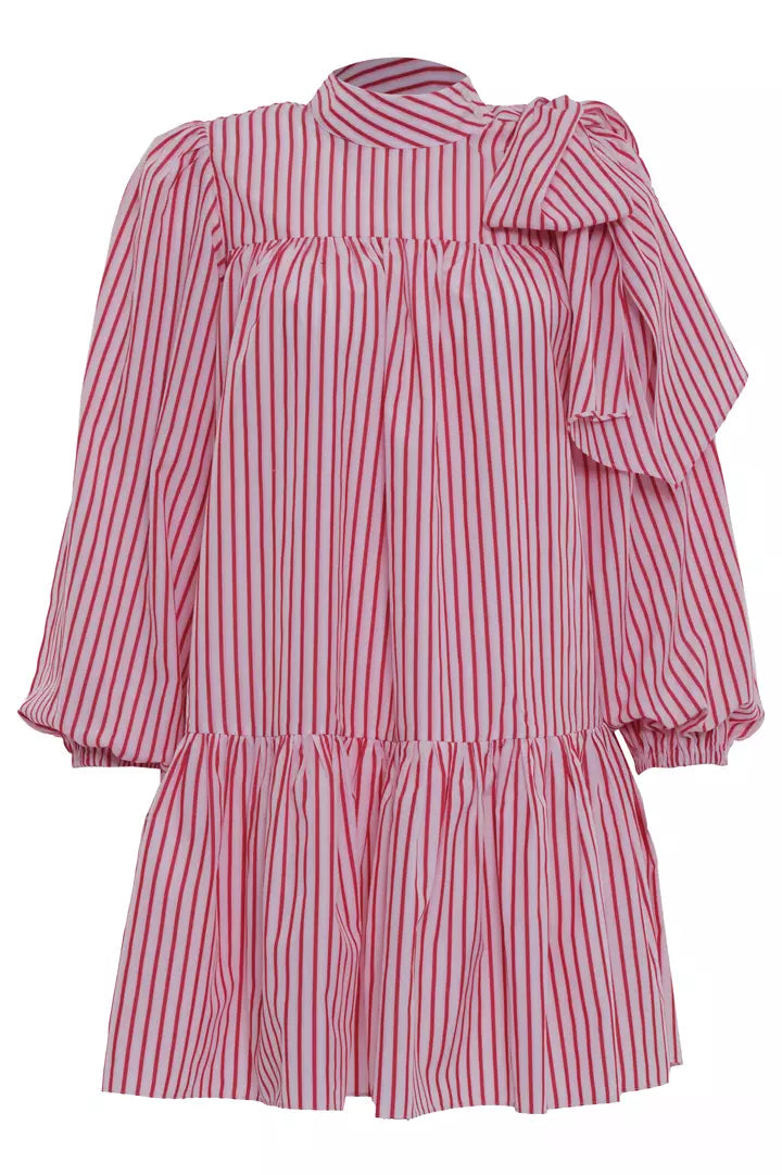 FRV Red poplin long sleeve mini dress - Vushtrri