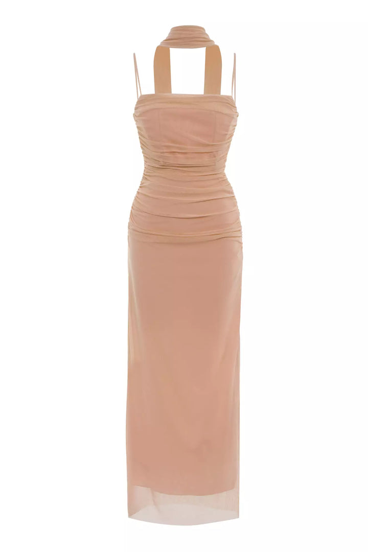 FRV Beige tulle sleeveless long dress - Victoria