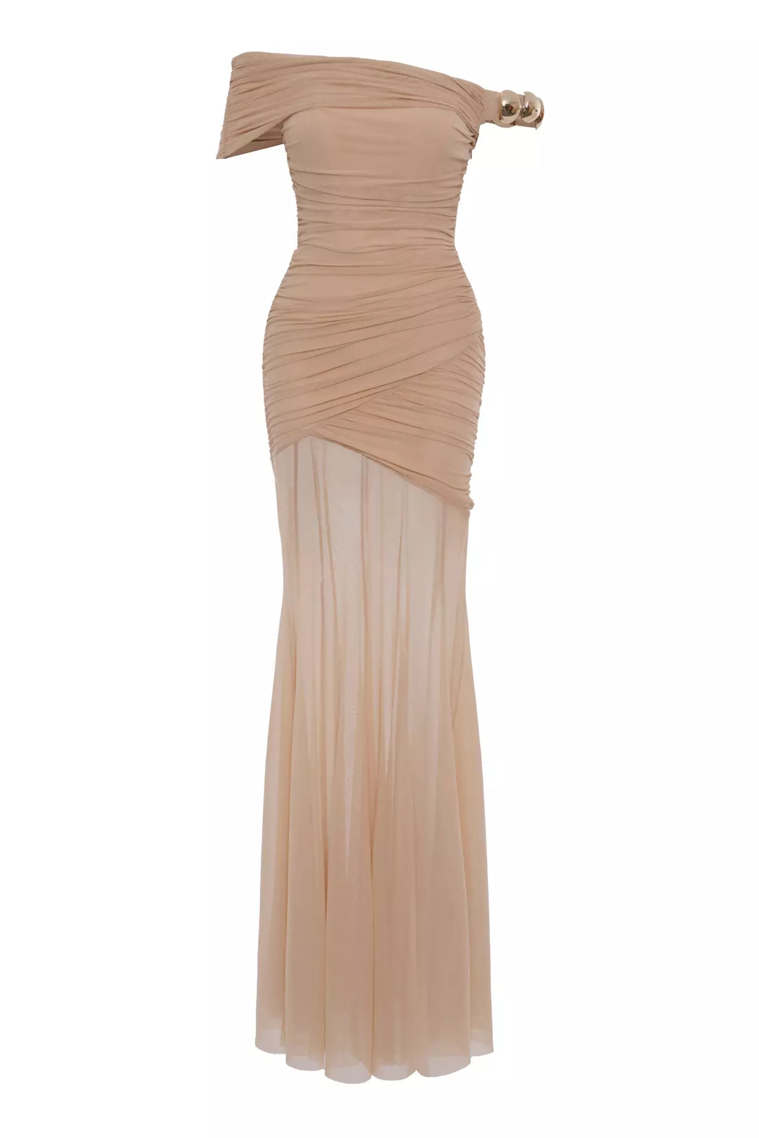 FRV Beige tulle sleeveless long dress - Woodbridge