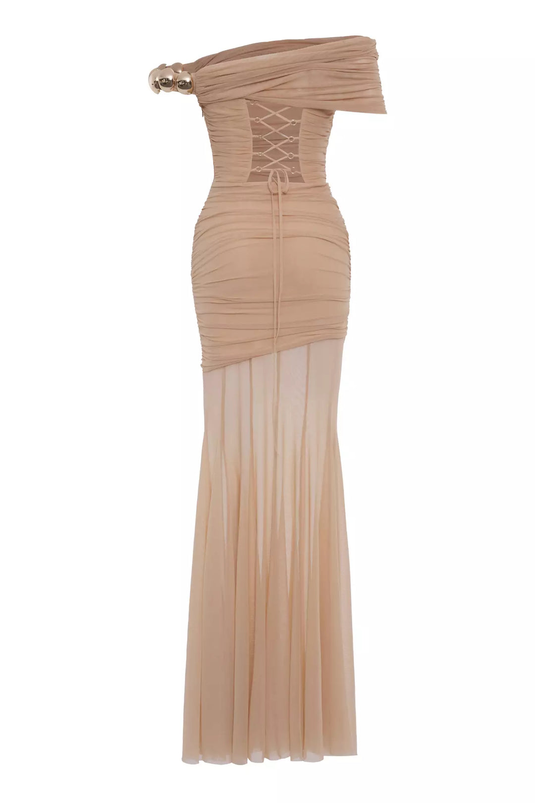 FRV Beige tulle sleeveless long dress - Woodbridge