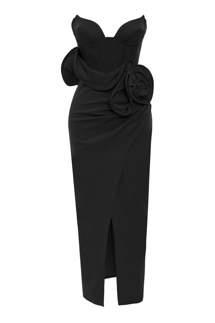 FRV Black crepe sleeveless midi dress - Clarksville