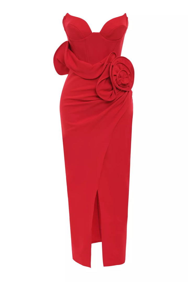 FRV Red crepe sleeveless midi dress - Karlsruhe