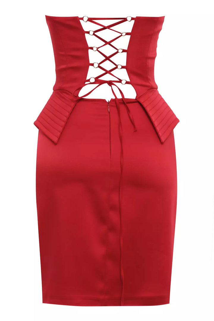 FRV Red satin sleeveless mini dress - San Luis