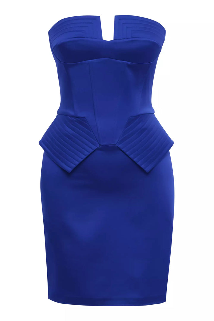 FRV Blue satin sleeveless mini dress - Porta Westfalica