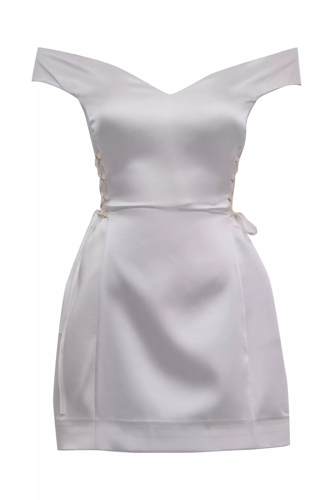 FRV White satin short sleeve mini dress - Hanford