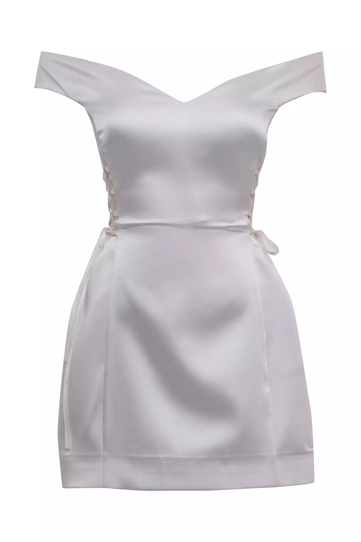 FRV White satin short sleeve mini dress - Hanford