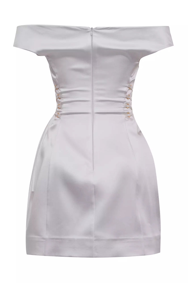 FRV White satin short sleeve mini dress - Hanford