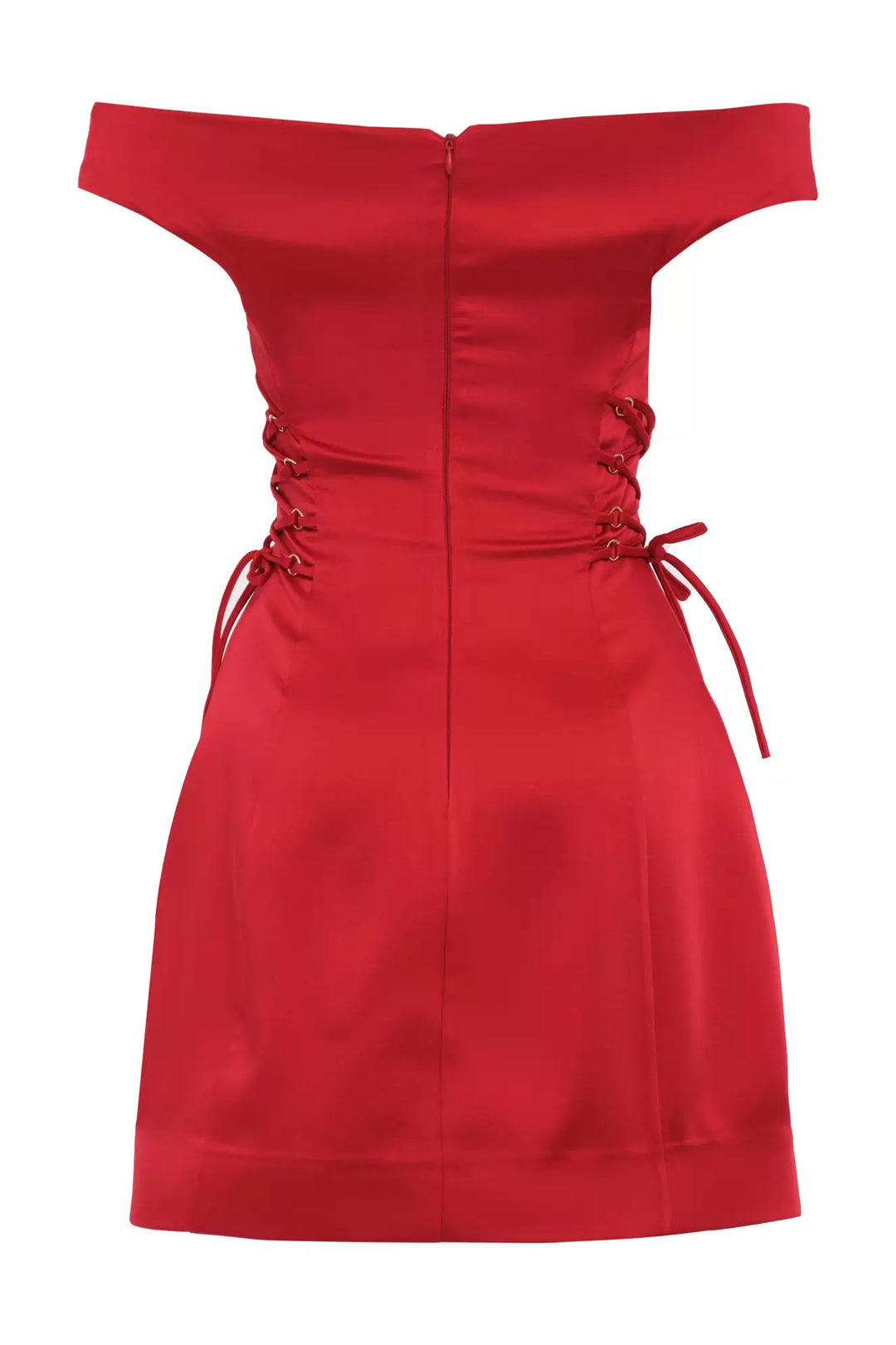 FRV Red satin short sleeve mini dress - Tangancícuaro de Arista