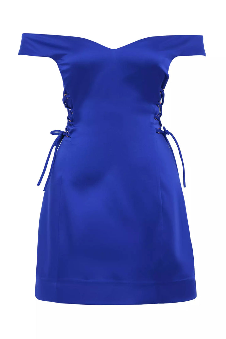 FRV Blue satin short sleeve mini dress - Braşov