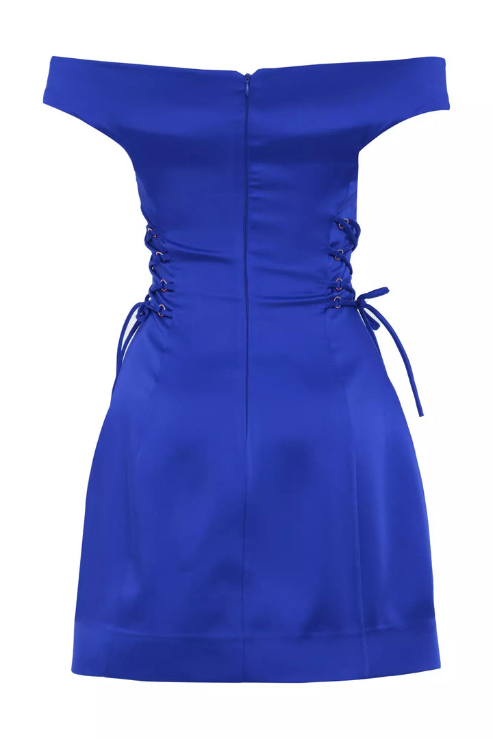 FRV Blue satin short sleeve mini dress - Braşov