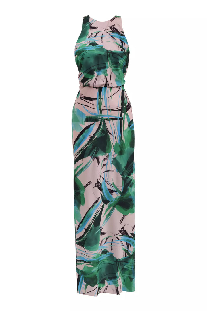 FRV Printed satin sleeveless long dress - Wildomar