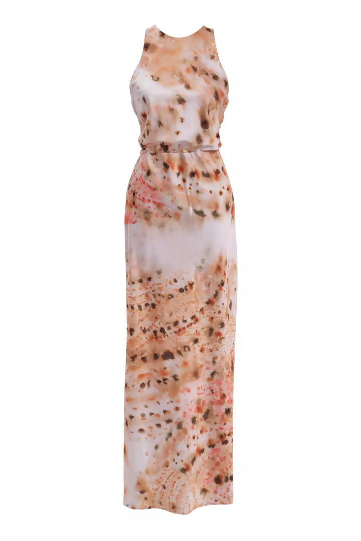 FRV Printed satin sleeveless long dress - La Vergne