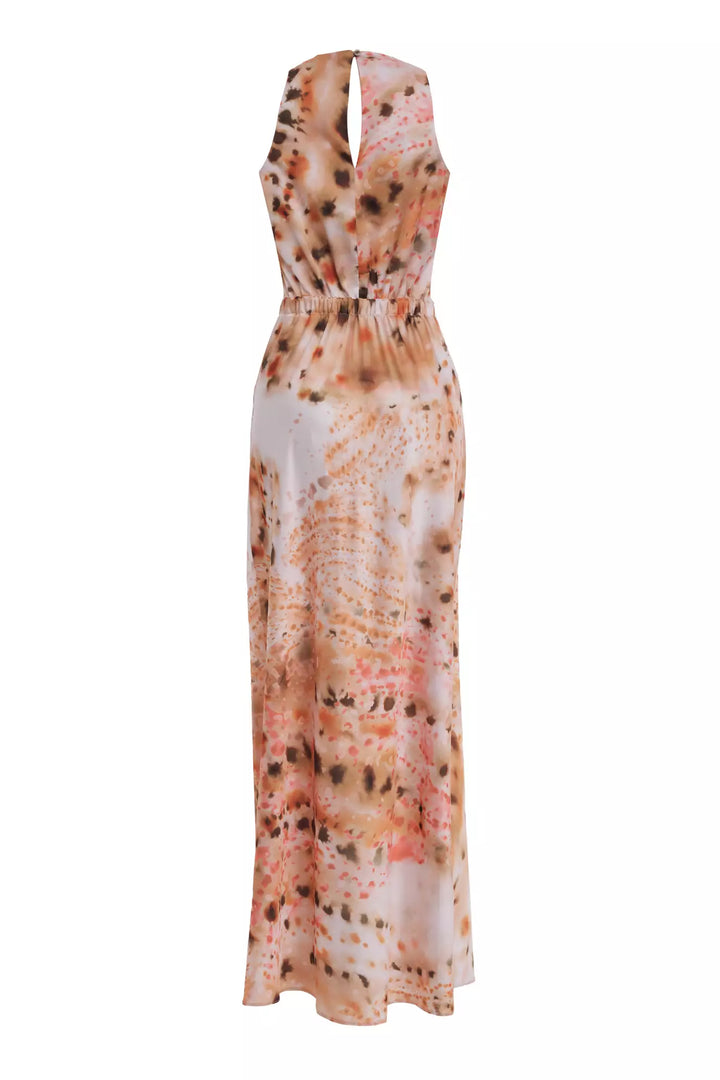 FRV Printed satin sleeveless long dress - La Vergne