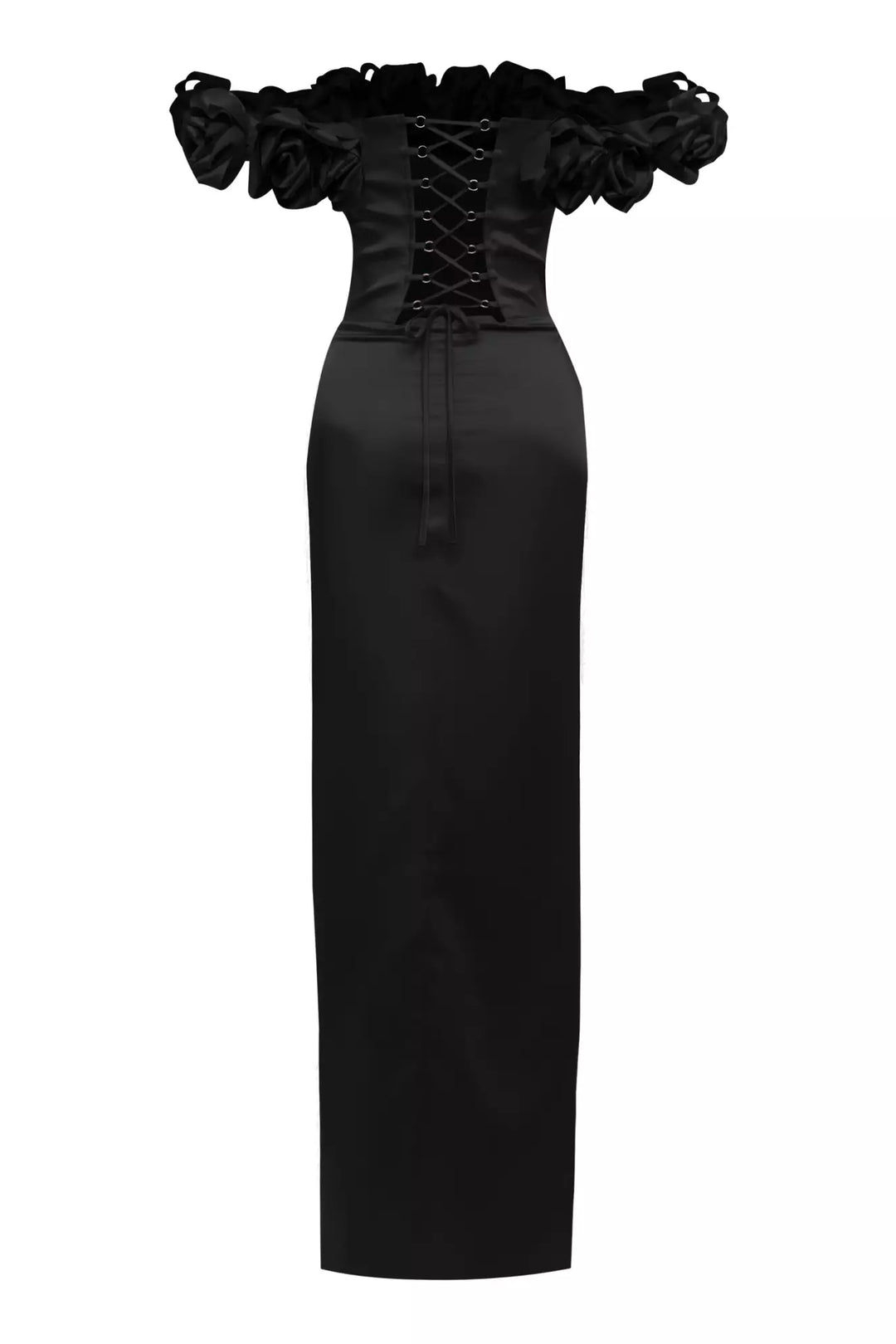 FRV Black satin strapless long dress - Raalte
