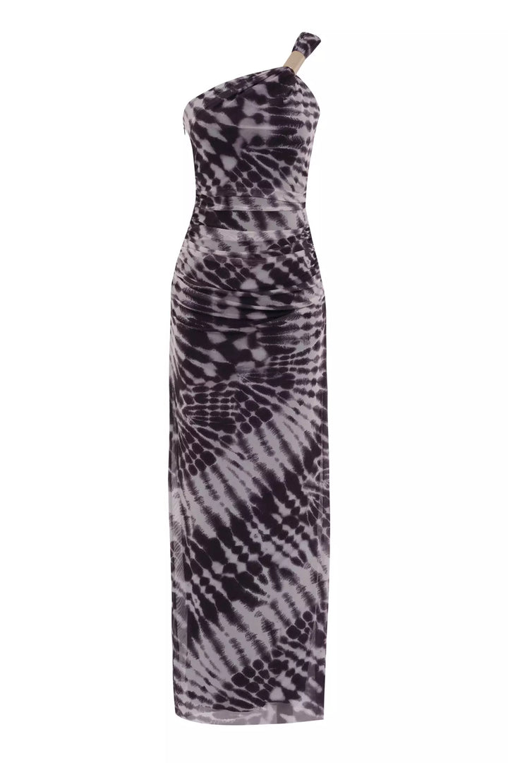 FRV Printed tulle single sleeve long dress - Castelo Branco