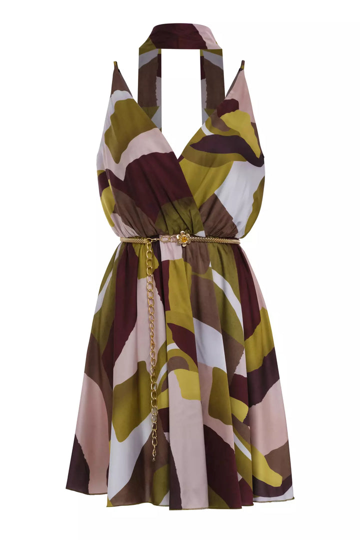 FRV Printed satin sleeveless mini dress - Auburn