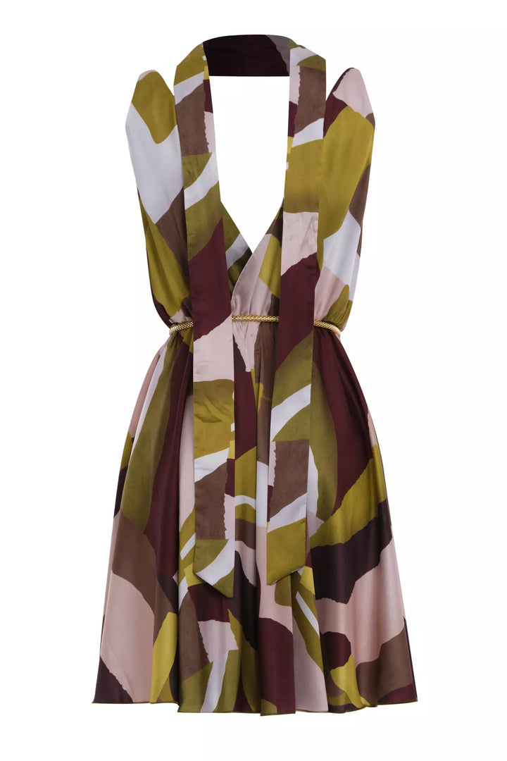 FRV Printed satin sleeveless mini dress - Auburn
