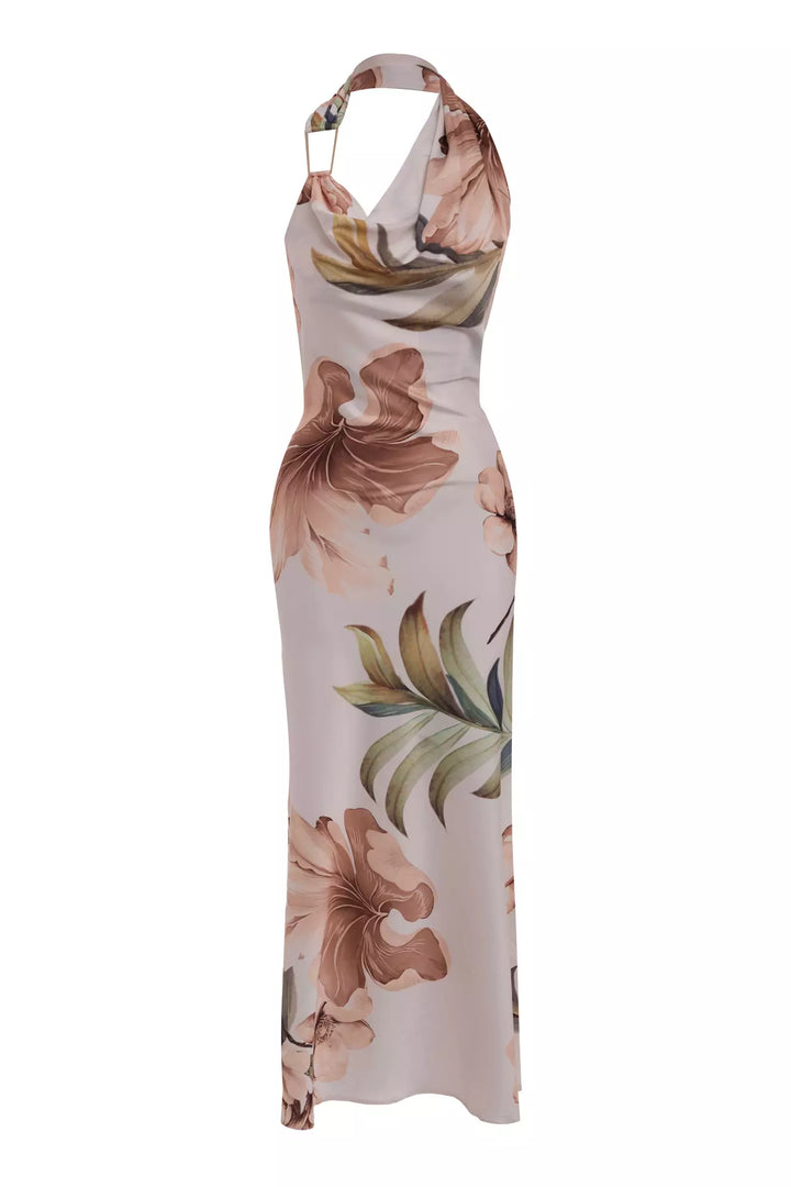 FRV Printed satin sleeveless long dress - North Vancouver