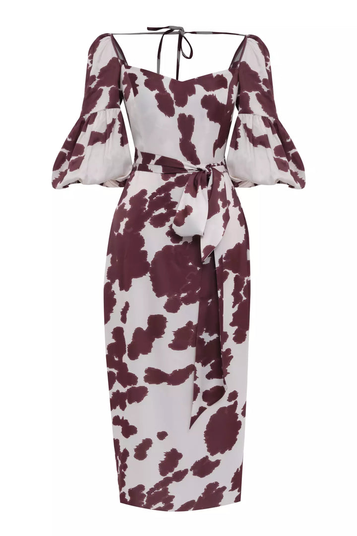 FRV Printed satin capri arm midi dress - Lisburn