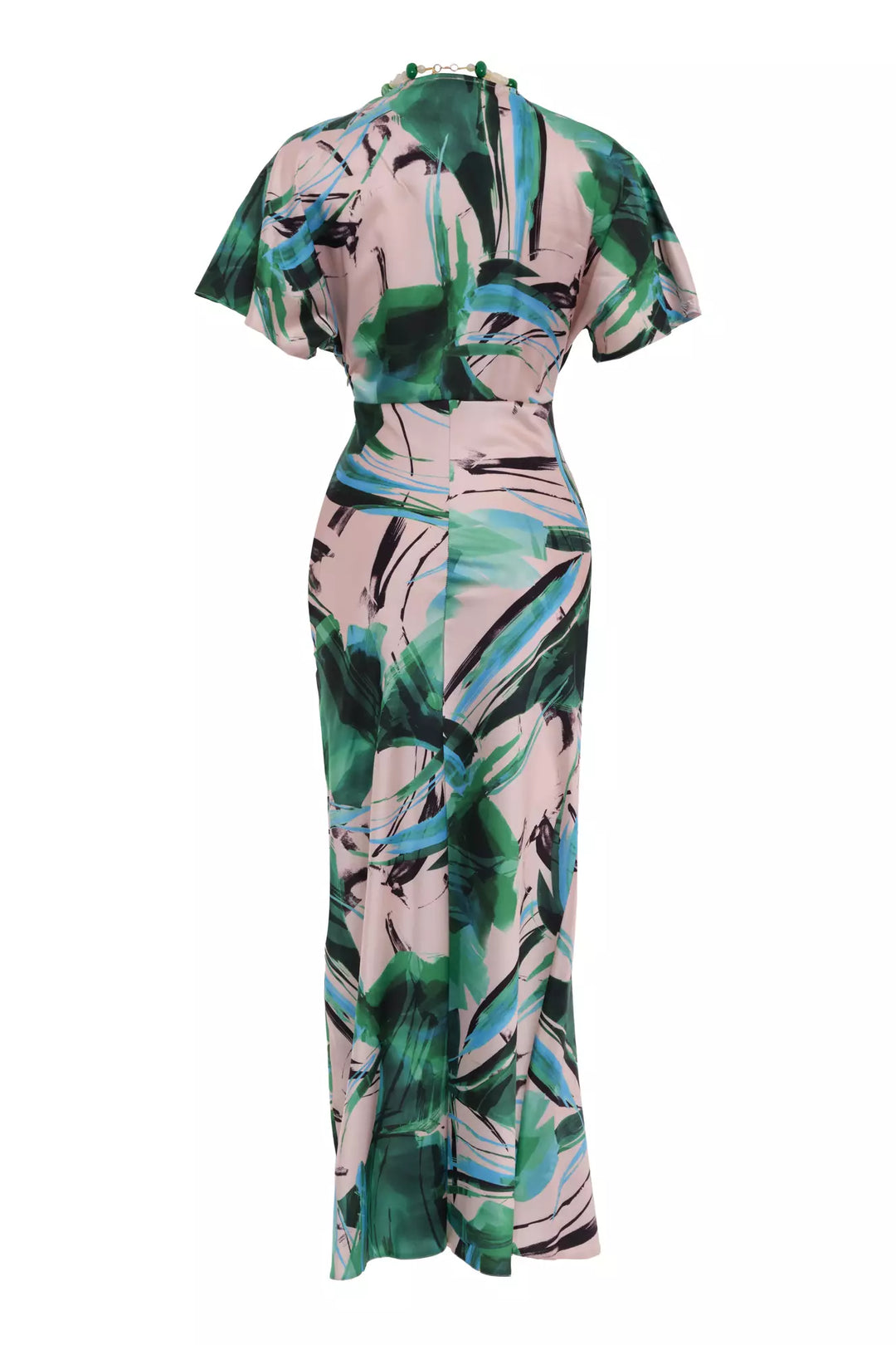 FRV Printed satin short sleeve long dress - Yakima