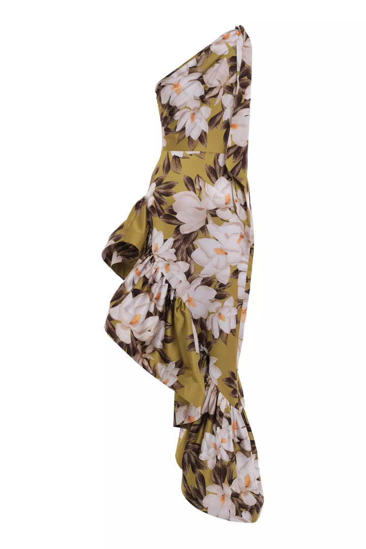FRV Printed satin single sleeve long dress - San Antonio