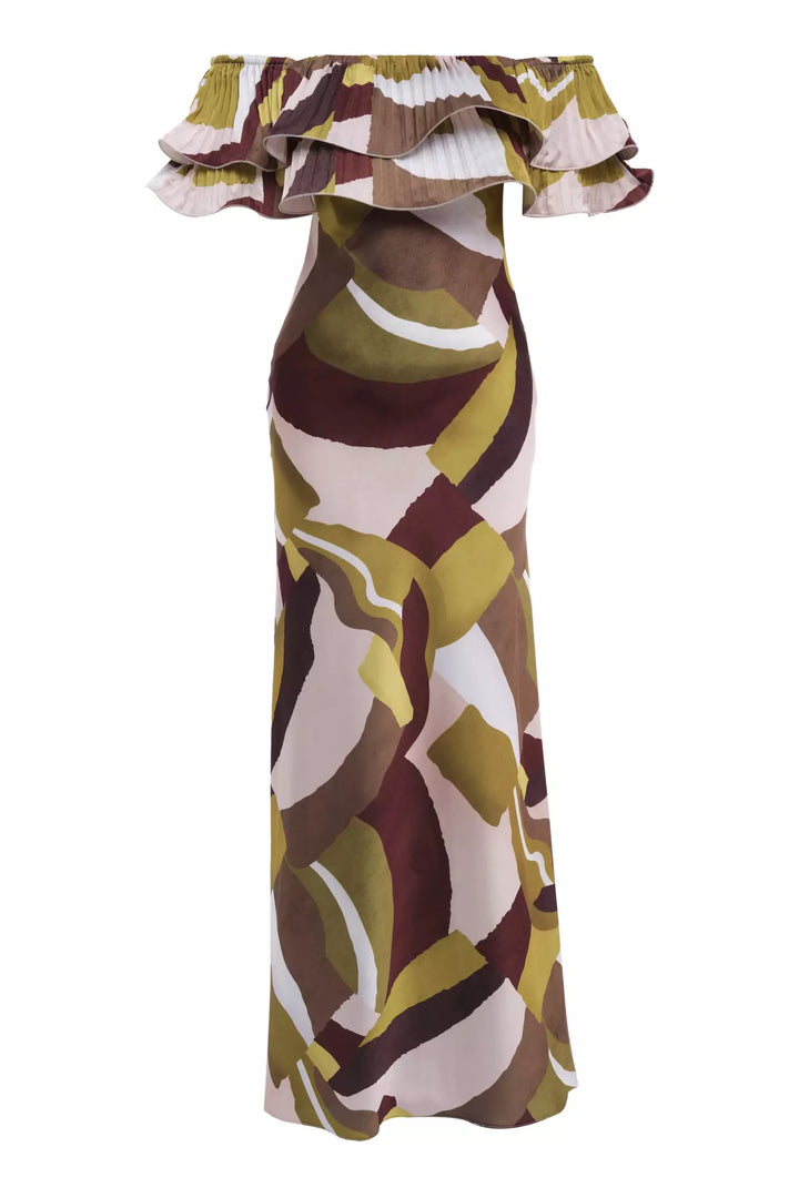 FRV Printed satin strapless long dress - Chambéry