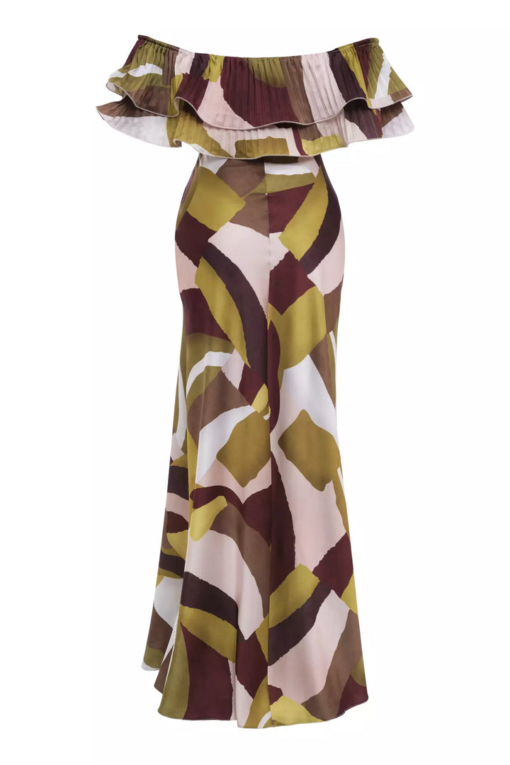 FRV Printed satin strapless long dress - Chambéry